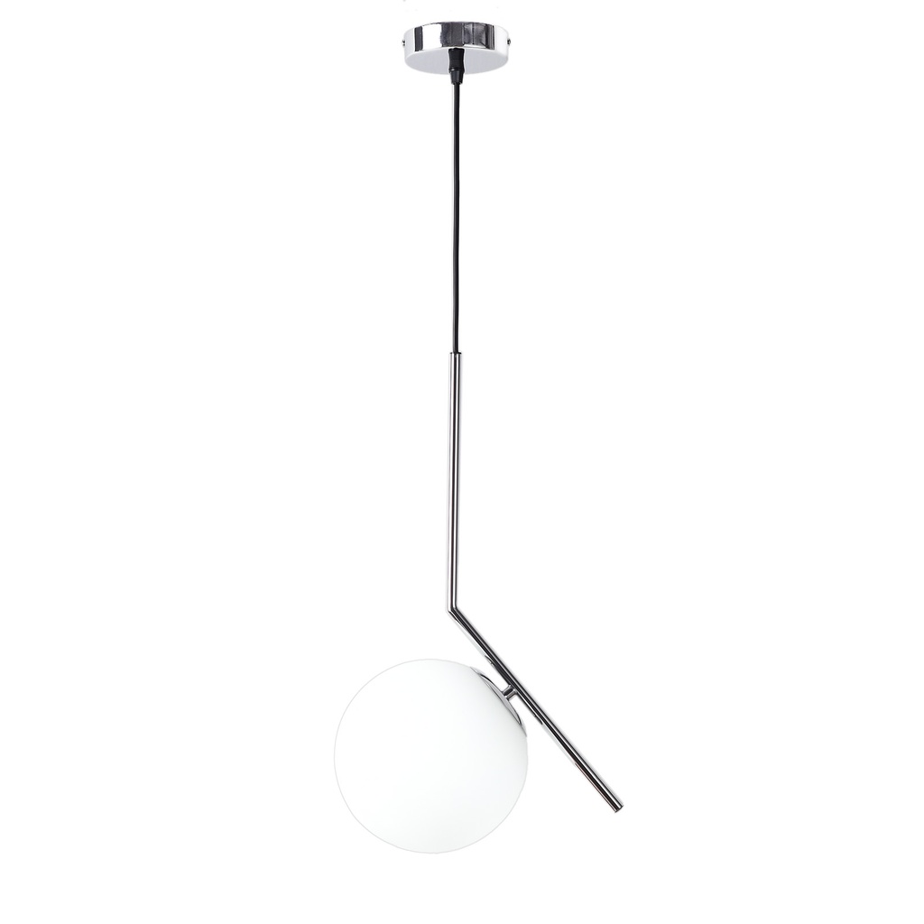 Lámpara Colgante Bola Cristal "MOON"- E27  ø 18cm Diseño Minimalista, Cristal Opalino, Para Interiores Clásicos, Retro O Contemporáneos