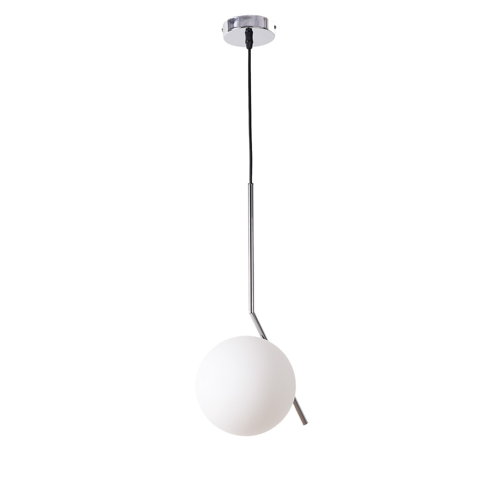 Lámpara Colgante Bola Cristal "MOON"- E27  ø 18cm Diseño Minimalista, Cristal Opalino, Para Interiores Clásicos, Retro O Contemporáneos