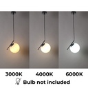 Lámpara Colgante Bola Cristal "MOON"- E27  ø 18cm Diseño Minimalista, Cristal Opalino, Para Interiores Clásicos, Retro O Contemporáneos