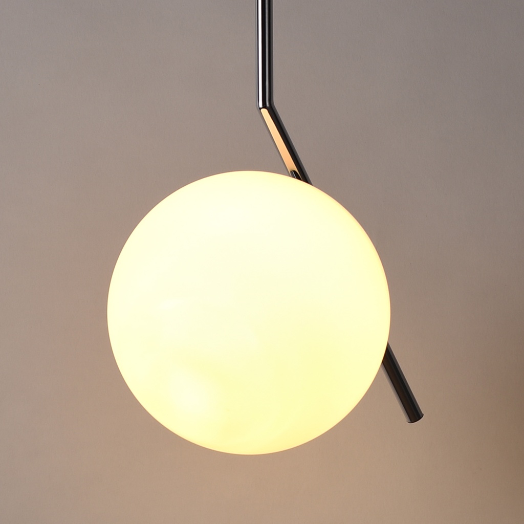 Lámpara Colgante Bola Cristal "MOON"- E27  ø 18cm Diseño Minimalista, Cristal Opalino, Para Interiores Clásicos, Retro O Contemporáneos