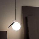 Lámpara Colgante Bola Cristal "MOON"- E27  ø 18cm Diseño Minimalista, Cristal Opalino, Para Interiores Clásicos, Retro O Contemporáneos