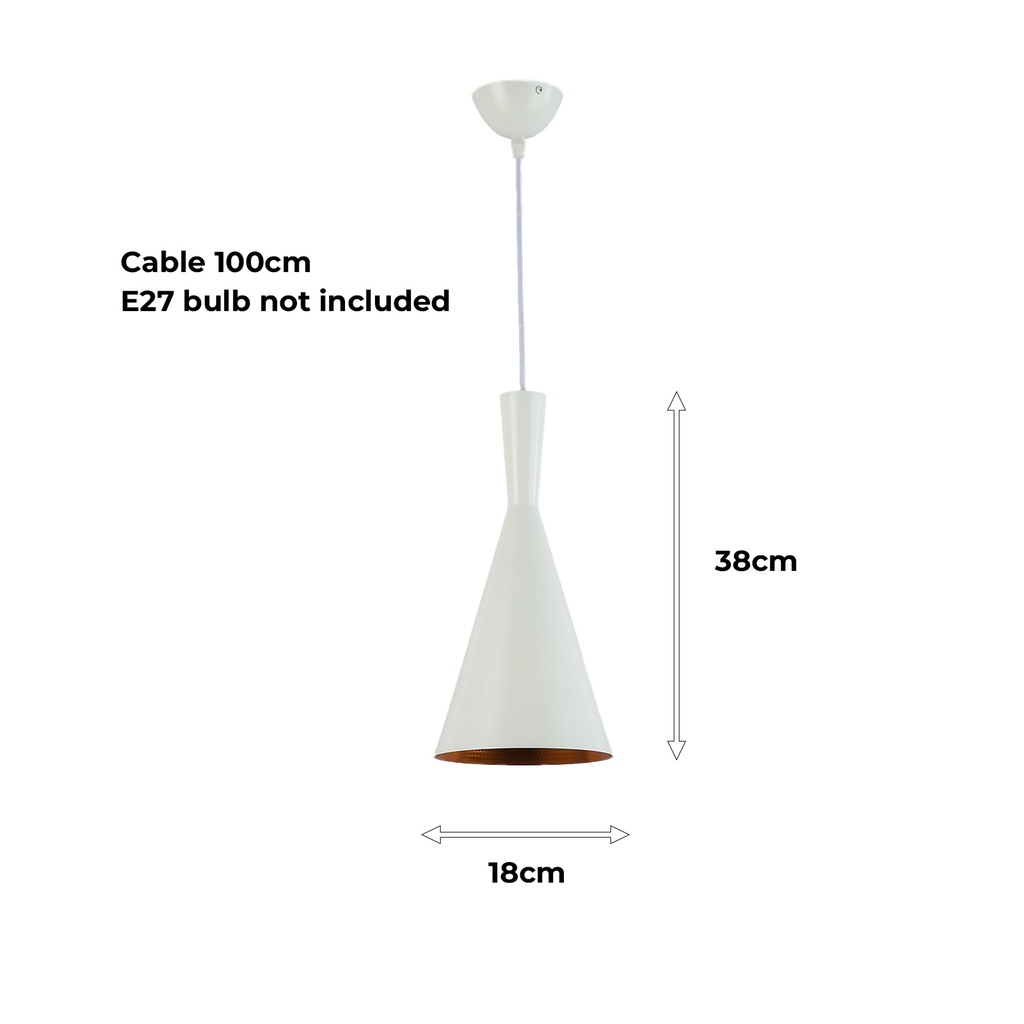 Lámpara Colgante de cúpla Retro Industrial de Techo con Pantalla de Aluminio, Altura Ajustable E27 "CONICA"