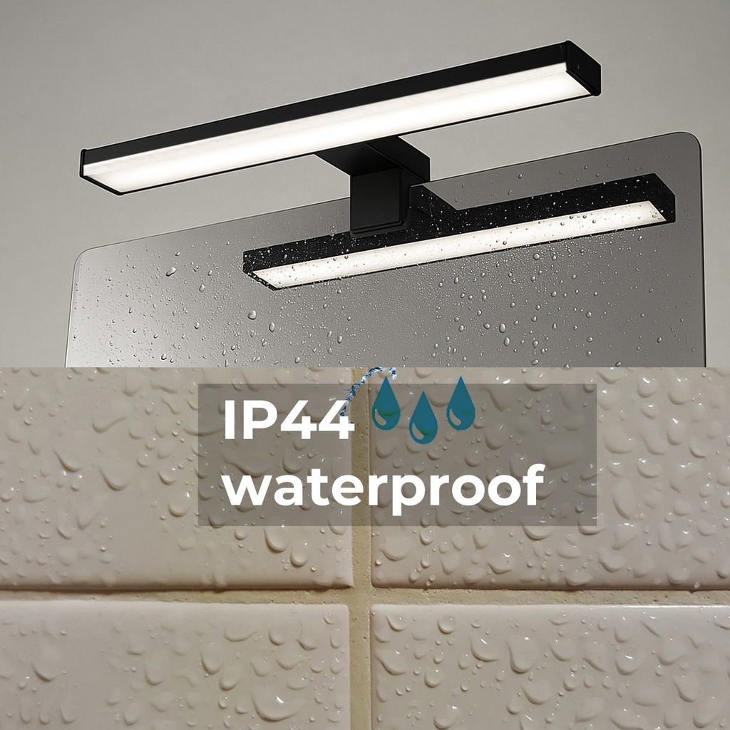 Aplique de pared LED para baño, espejo y mueble, diseño slim IP44, 8W, 30 cm, en aluminio con luz blanca neutra de 4000K