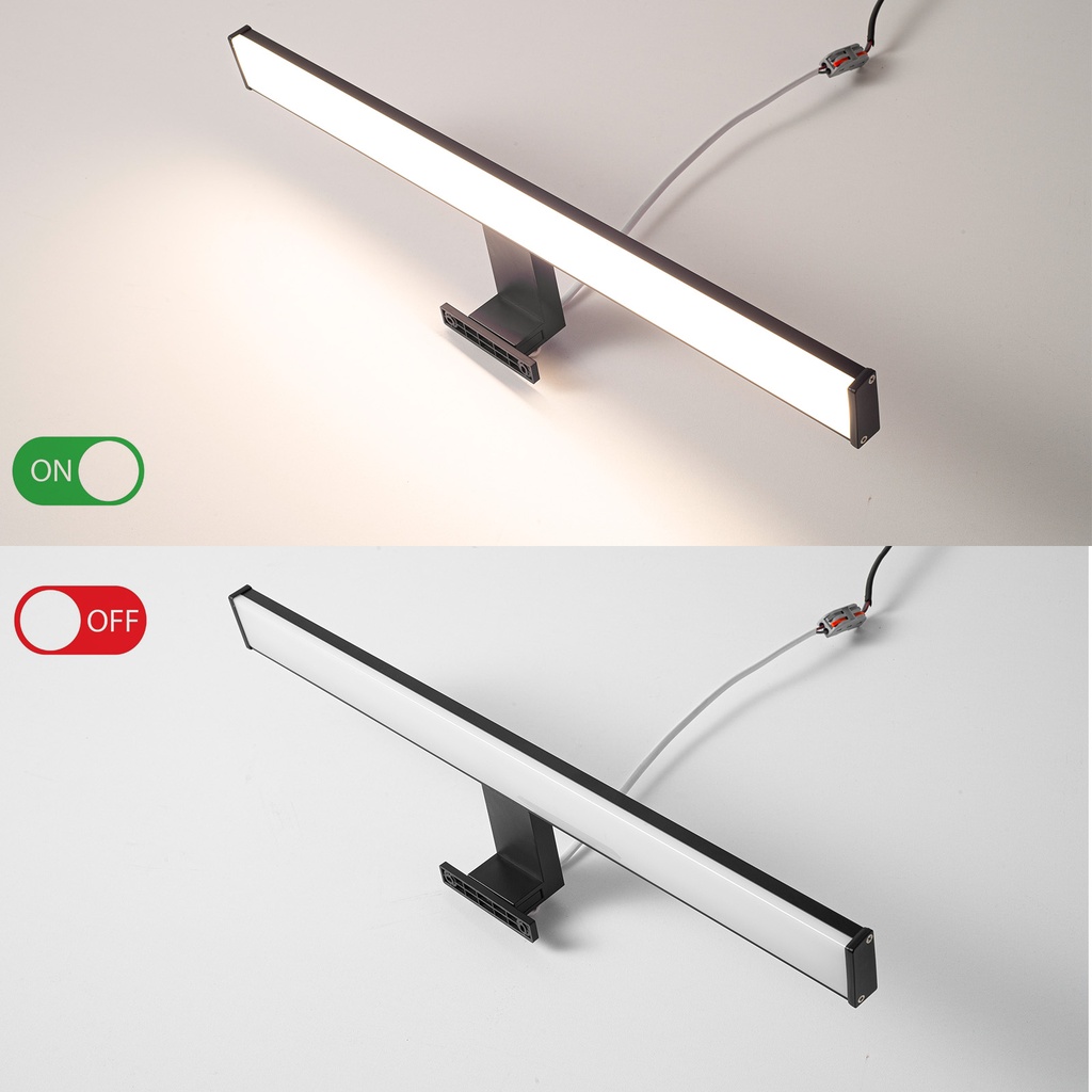 Aplique de pared LED para baño, espejo y mueble, diseño slim IP44, 12W, 50 cm, en aluminio con luz blanca neutra de 4000K