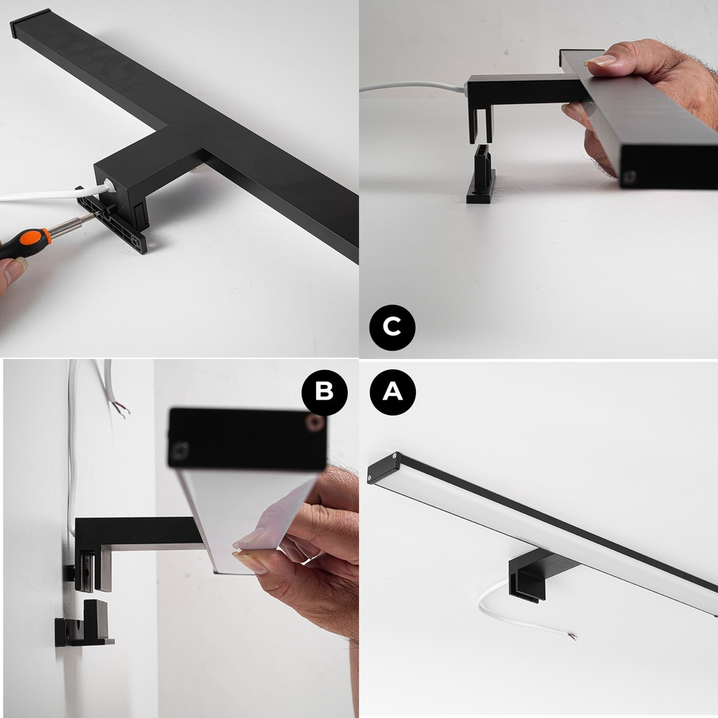 Aplique de pared LED para baño, espejo y mueble, diseño slim IP44, 12W, 50 cm, en aluminio con luz blanca neutra de 4000K