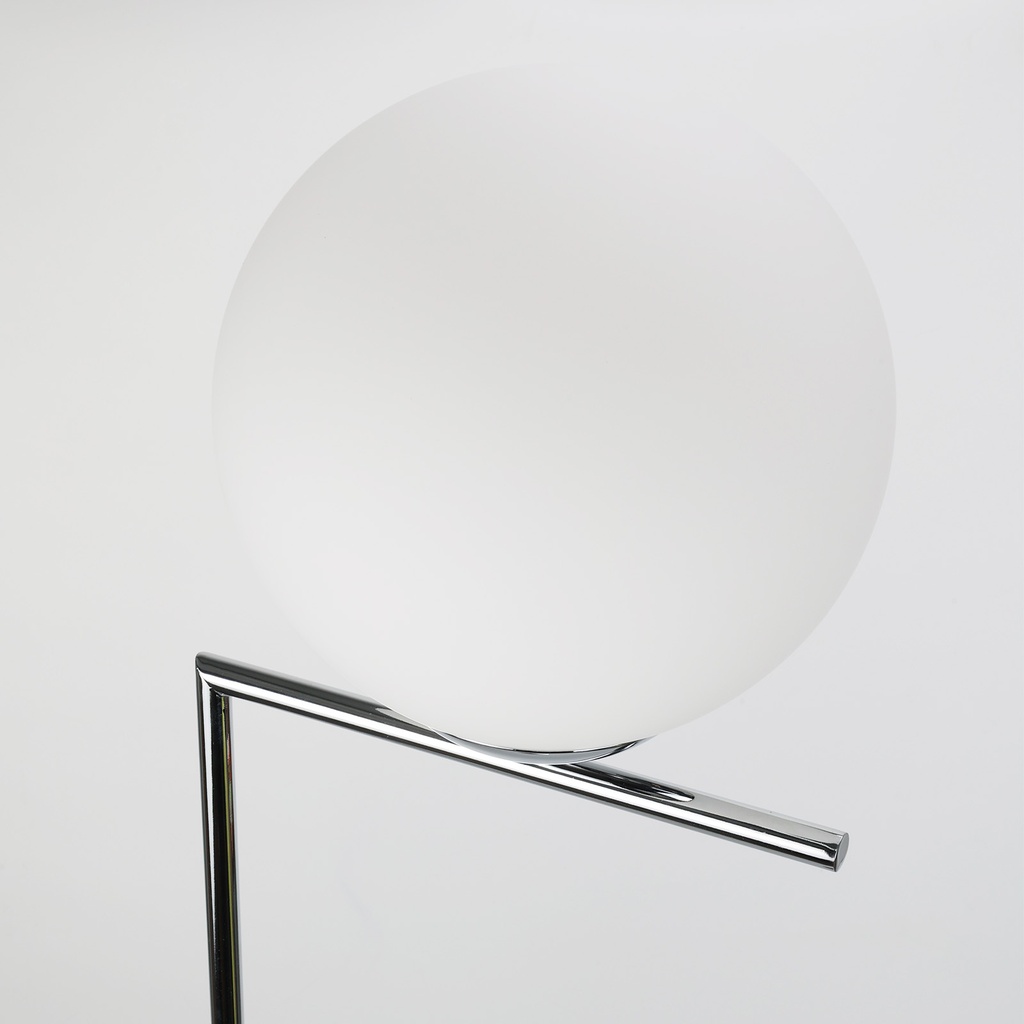 Lámpara de Pie Esférica "OLAYA" E27, Vidrio Blanco y Metal Dorado, Estilo Nórdico Moderno, ⌀22cm, para Sala y Dormitorio
