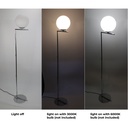 Lámpara de Pie Esférica "OLAYA" E27, Vidrio Blanco y Metal Dorado, Estilo Nórdico Moderno, ⌀22cm, para Sala y Dormitorio