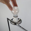 Lámpara de Pie Esférica "OLAYA" E27, Vidrio Blanco y Metal Dorado, Estilo Nórdico Moderno, ⌀22cm, para Sala y Dormitorio