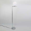 Lámpara de Pie Esférica "OLAYA" E27, Vidrio Blanco y Metal Dorado, Estilo Nórdico Moderno, ⌀22cm, para Sala y Dormitorio