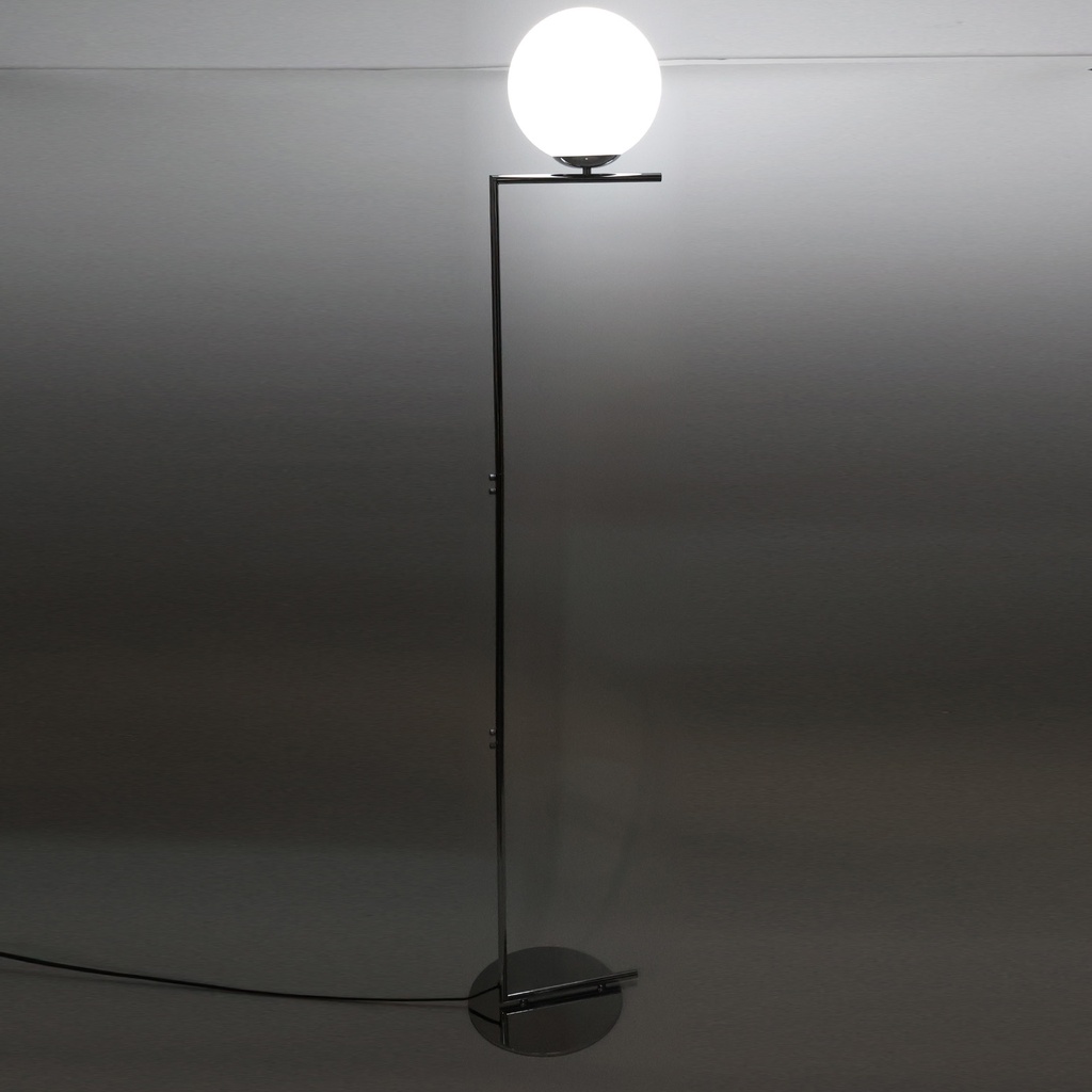 Lámpara de Pie Esférica "OLAYA" E27, Vidrio Blanco y Metal Dorado, Estilo Nórdico Moderno, ⌀22cm, para Sala y Dormitorio