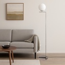 Lámpara de Pie Esférica "OLAYA" E27, Vidrio Blanco y Metal Dorado, Estilo Nórdico Moderno, ⌀22cm, para Sala y Dormitorio