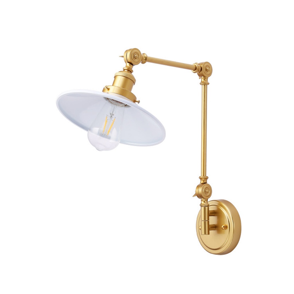 Aplique de pared dorado acabado de latón con brazo oscilante, vintage, orientable, para dormitorio, sala o estudio "Astral"-E27 