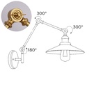 Aplique de pared dorado acabado de latón con brazo oscilante, vintage, orientable, para dormitorio, sala o estudio "Astral"-E27 