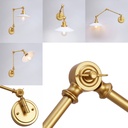 Aplique de pared dorado acabado de latón con brazo oscilante, vintage, orientable, para dormitorio, sala o estudio "Astral"-E27 