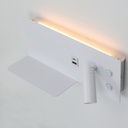 Aplique de pared para lectura con puerto USB - Iluminación ambiental 7W con foco lectura 3W 2700K "VIENA"(Izquierdo)