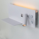 Aplique de pared para lectura con puerto USB - Iluminación ambiental 7W con foco lectura 3W 2700K "VIENA"(Izquierdo)
