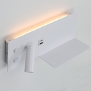 Aplique de pared para lectura con puerto USB - Iluminación ambiental 7W con foco lectura 3W 2700K "VIENA"(Derecho)