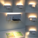 Aplique de pared para lectura con puerto USB - Iluminación ambiental 7W con foco lectura 3W 2700K "VIENA"(Derecho)
