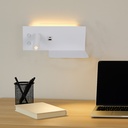 Aplique de pared para lectura con puerto USB - Iluminación ambiental 7W con foco lectura 3W 2700K "VIENA"(Derecho)