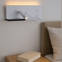 Aplique de pared para lectura con puerto USB - Iluminación ambiental 7W con foco lectura 3W 2700K "VIENA"(Derecho)