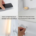 Aplique de pared para lectura con puerto USB - Iluminación ambiental 7W con foco lectura 3W 2700K "VIENA"(Derecho)