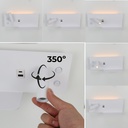 Aplique de pared para lectura con puerto USB - Iluminación ambiental 7W con foco lectura 3W 2700K "VIENA"(Derecho)