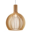Lámpara Colgante de Madera Ø35cm "MINKA" – Pantalla Artesanal con Casquillo E27, Altura Ajustable, Estilo Nórdico para Cocina, Salón o Restaurante
