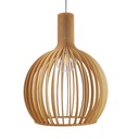 Lámpara Colgante de Madera Ø35cm "MINKA" – Pantalla Artesanal con Casquillo E27, Altura Ajustable, Estilo Nórdico para Cocina, Salón o Restaurante
