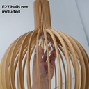 Lámpara Colgante de Madera Ø35cm "MINKA" – Pantalla Artesanal con Casquillo E27, Altura Ajustable, Estilo Nórdico para Cocina, Salón o Restaurante