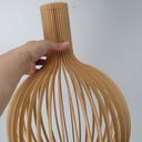 Lámpara Colgante de Madera Ø35cm "MINKA" – Pantalla Artesanal con Casquillo E27, Altura Ajustable, Estilo Nórdico para Cocina, Salón o Restaurante