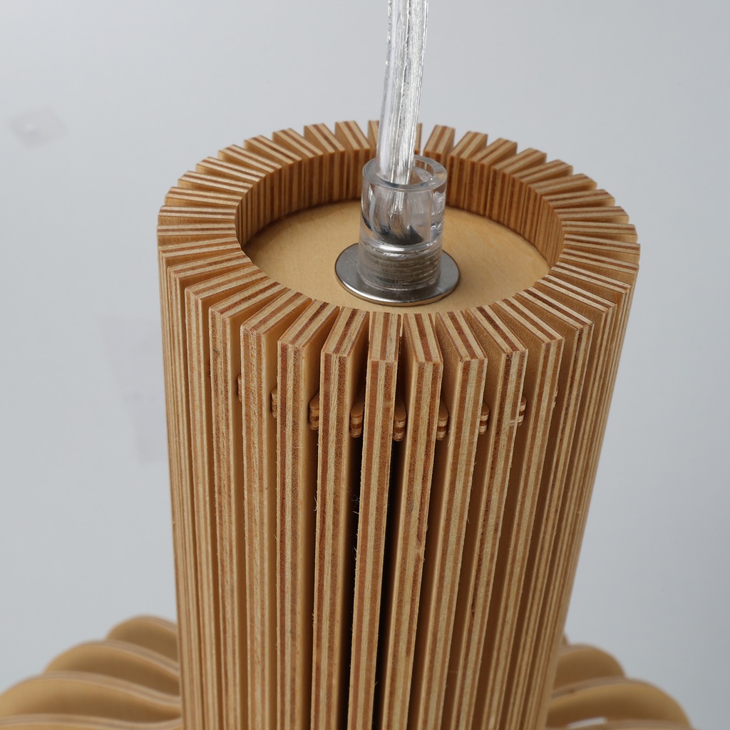 Lámpara Colgante de Madera Ø35cm "MINKA" – Pantalla Artesanal con Casquillo E27, Altura Ajustable, Estilo Nórdico para Cocina, Salón o Restaurante