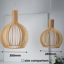 Lámpara Colgante de Madera Ø35cm "MINKA" – Pantalla Artesanal con Casquillo E27, Altura Ajustable, Estilo Nórdico para Cocina, Salón o Restaurante