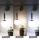 Lámpara de pared colgante nórdica minimalista latón dorado con bola de crsital "ATENAS" E27, Ø18 cm
