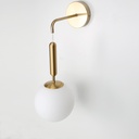 Lámpara de pared colgante nórdica minimalista latón dorado con bola de crsital "ATENAS" E27, Ø18 cm