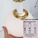 Lámpara de pared colgante nórdica minimalista latón dorado con bola de crsital "ATENAS" E27, Ø18 cm