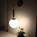 Lámpara de pared colgante nórdica minimalista latón dorado con bola de crsital "ATENAS" E27, Ø18 cm