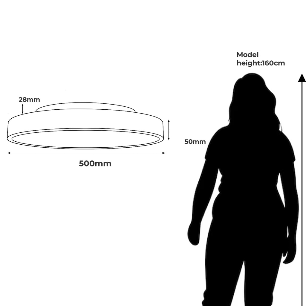 Plafón LED de Diseño 40W Circular Metal Ø50 cm 3000K-4000K-6000K Seleccionable Philips Driver 5000lm CRI 85 No Parpadeo 