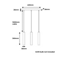 Lámpara colgante triple tubos estilo minimalista "VARILLA" - GU10 30cm