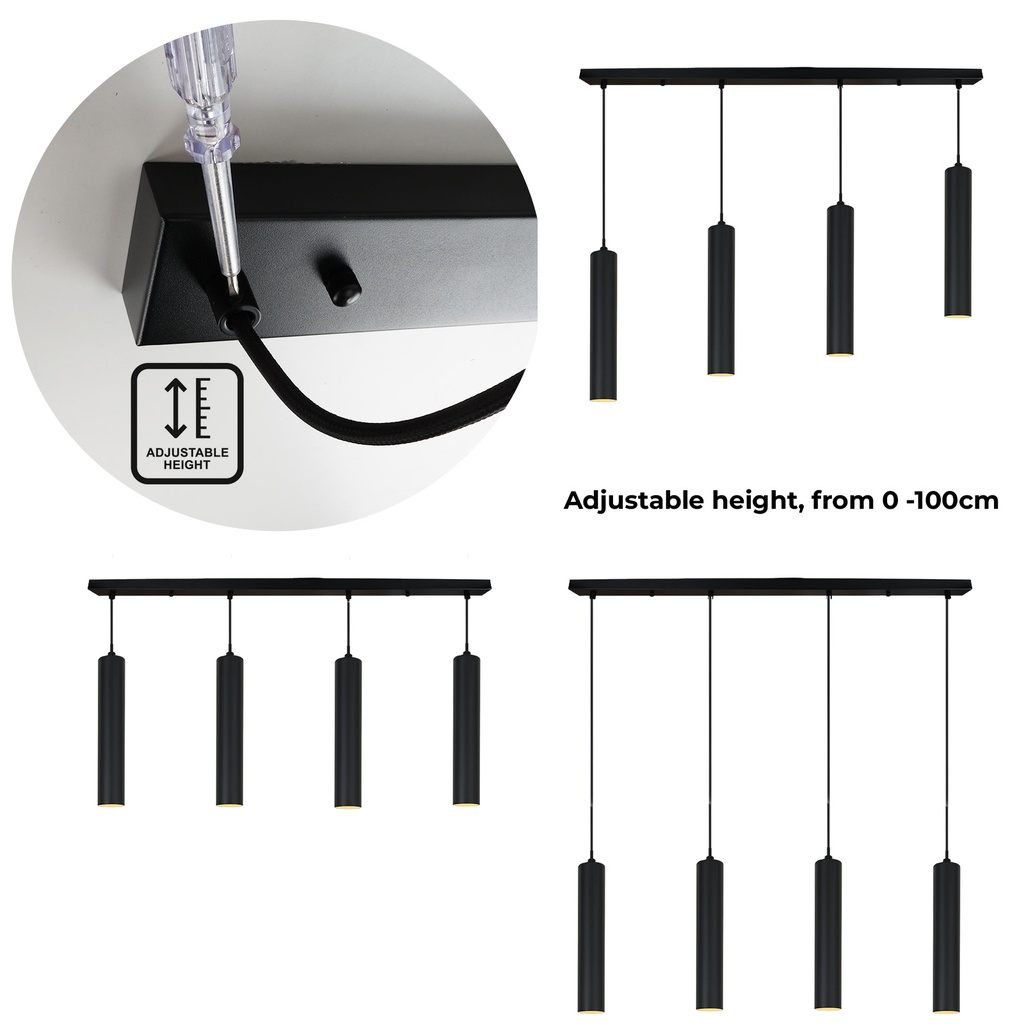 Lámpara colgante con cuádruple tubos estilo minimalista "Parma" - GU10 30cm
