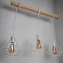 Lámpara Colgante "SANDY" con 3 luces – Madera y Metal con Pantallas de Jaula – Estilo Industrial Retro – Casquillo E27 – Cable Regulable – IP20 – Ideal para Salón, Dormitorio o Cocina