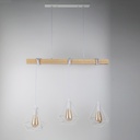 Lámpara Colgante "SANDY" con 3 luces – Madera y Metal con Pantallas de Jaula – Estilo Industrial Retro – Casquillo E27 – Cable Regulable – IP20 – Ideal para Salón, Dormitorio o Cocina
