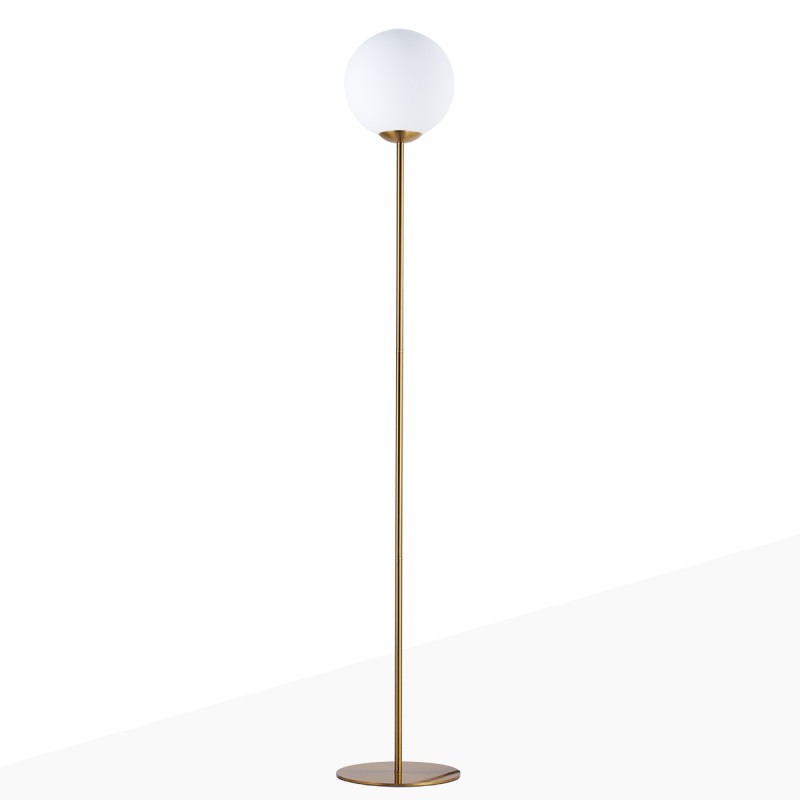 Modern metal floor lamp with glass ball for living room, study, E27 socket "ORBE"