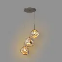 Lámpara colgante de vidrio de lava irregular, Lámpara tripla de cristal "Triple Magma" E27, ideal para sala, comedor o dormitorio. 