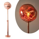 Lampadaire design « MAGAMA » – Hauteur réglable, boule acrylique effet magma métallisé, culot E27, finition cuivre rose