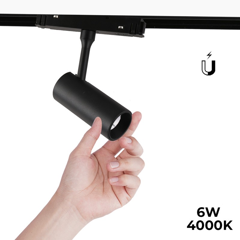 Foco LED para carril magnético 48V - 6W - Negro