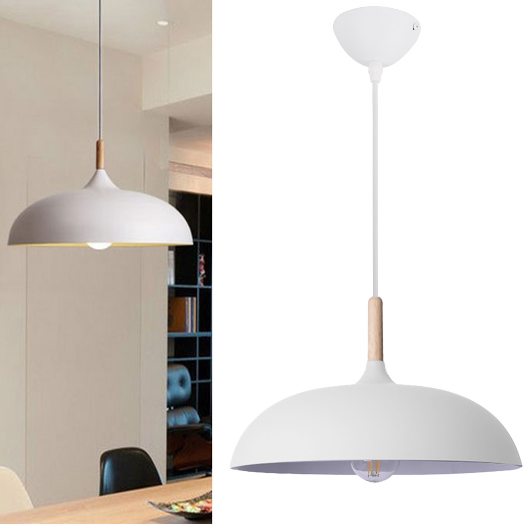 Round Pendant Lamp "MALMO" - Nordic Industrial Style in Wood and Metal, E27, Ideal for Bedroom, Living Room or Dining Room