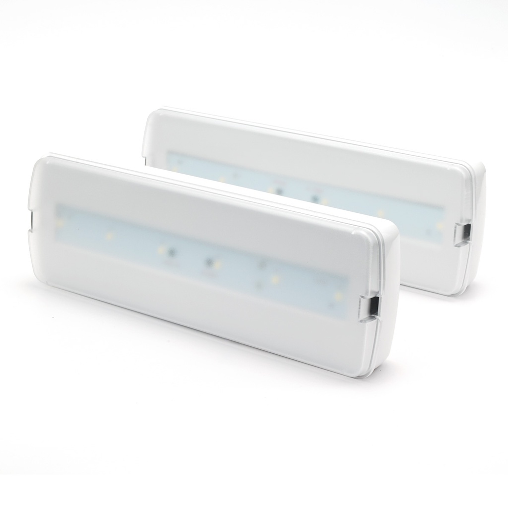 Pack of 2 3W 265lm LED Emergency Light with 3h of autonomy Mounting Kit Included