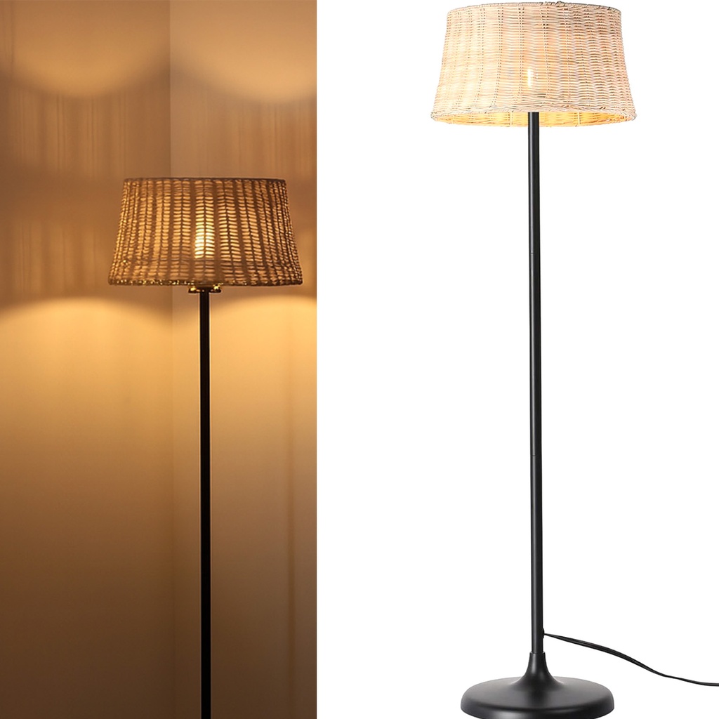 Luminária de chão "SERENA", feita à mão em bambu natural, com interruptor e base E27 para sala de estar e quarto