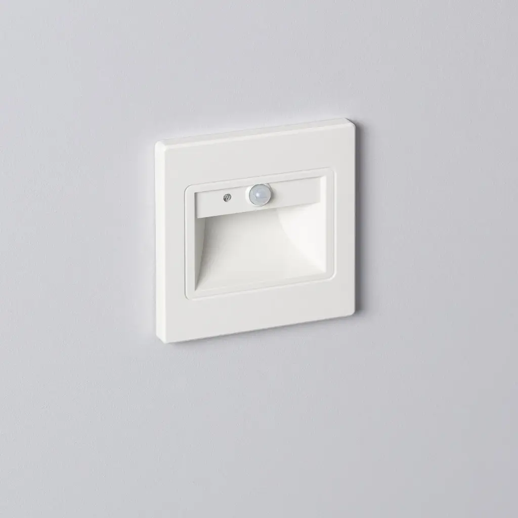  Baliza de Pared LED 1.5 W Empotrável com Sensor PIR e Casca Crepuscular Branca
