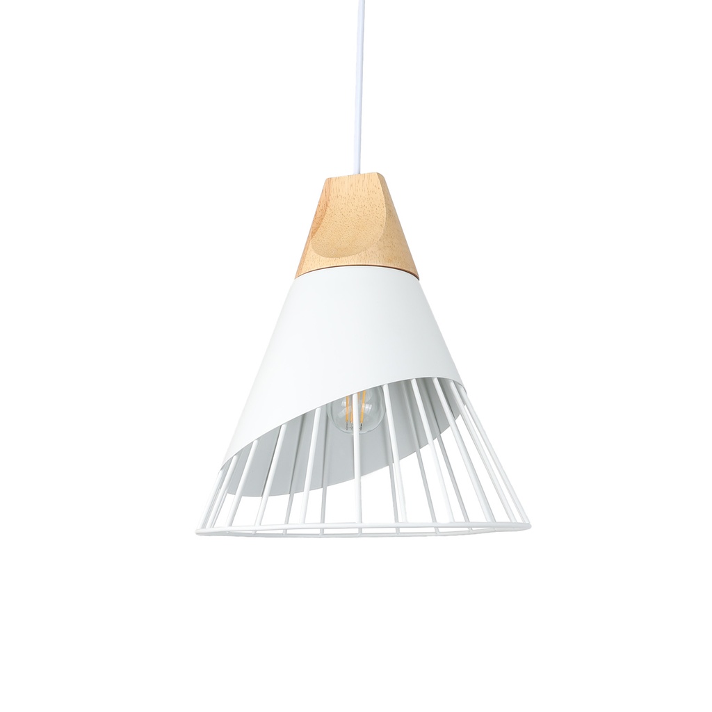 Lampada a sospensione in metallo e legno "PEN"